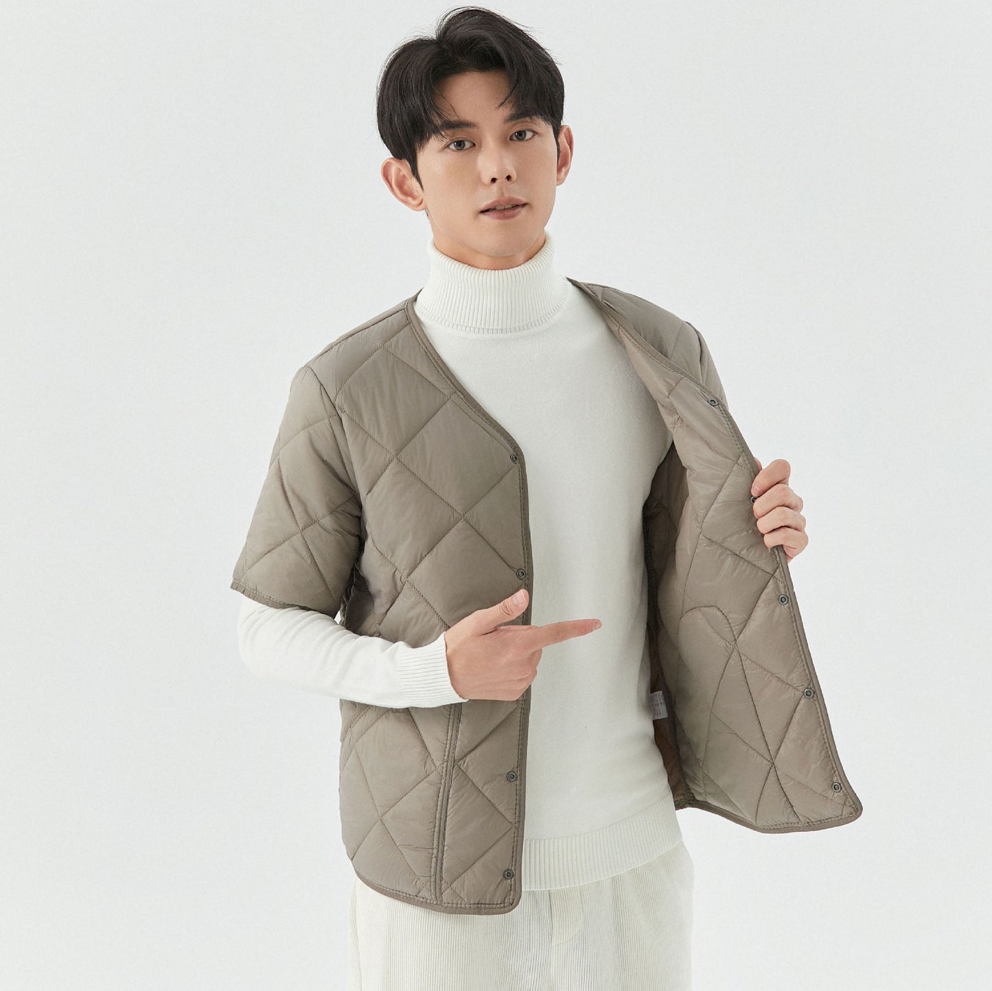 Short Sleeve Plus Velvet Thermal Home Wear Men's Cotton Jacket Top