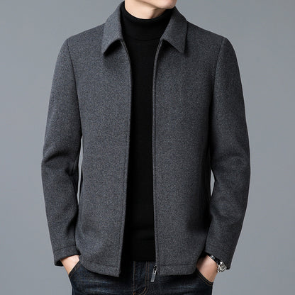 Men's Casual Polo Collar Woolen Jacket Woolen Coat Men's Clothing