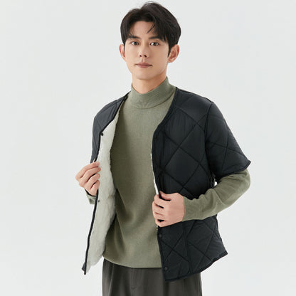 Short Sleeve Plus Velvet Thermal Home Wear Men's Cotton Jacket Top