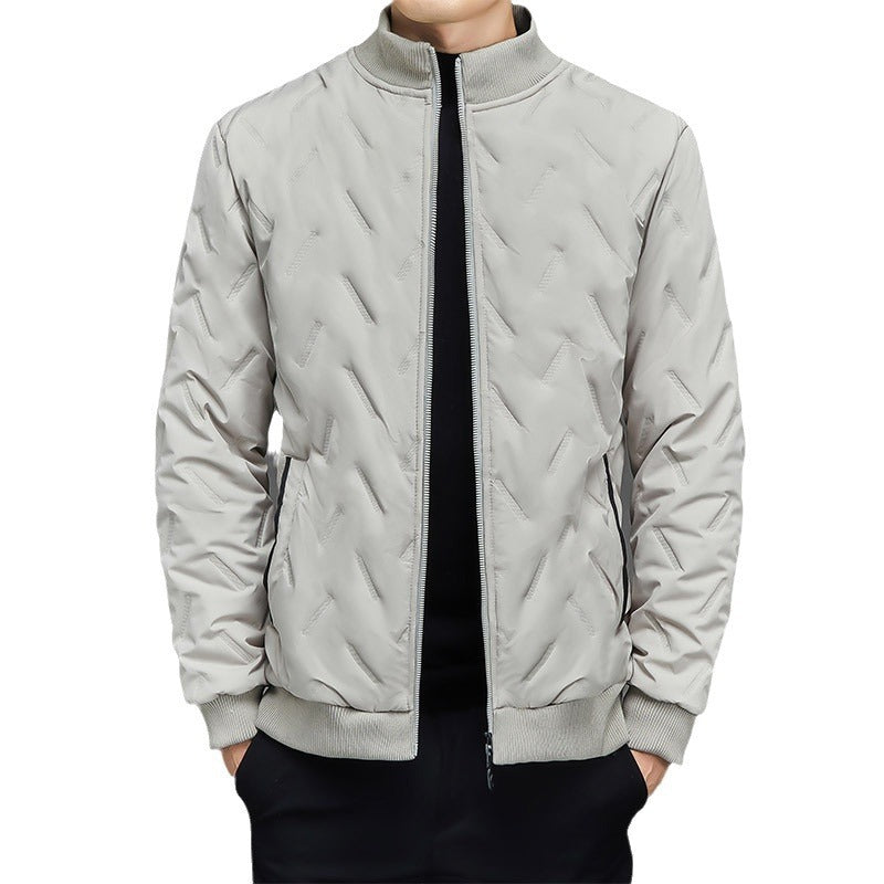 Men's Fleece-lined Warm Stand Collar Cotton-padded Coat