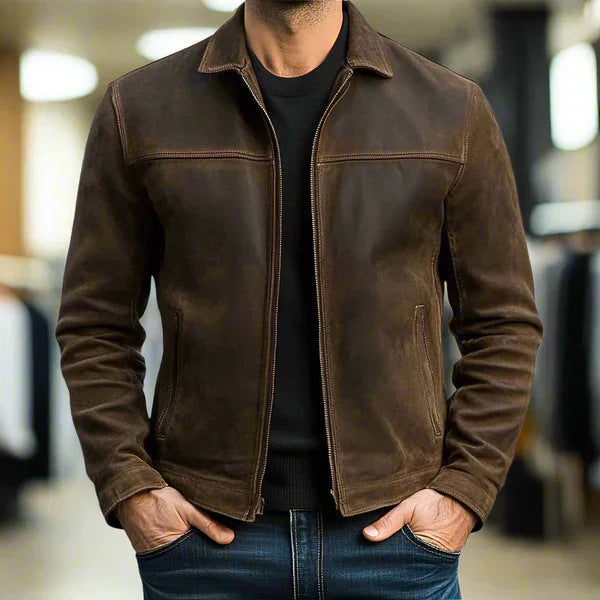 Men's Lapel Casual Trendy Leather Jacket