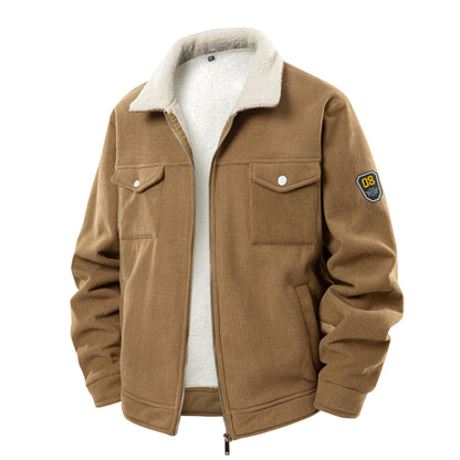 Fleece-lined Thickened Fashionable Lapel Workwear Lambswool Men's Coat