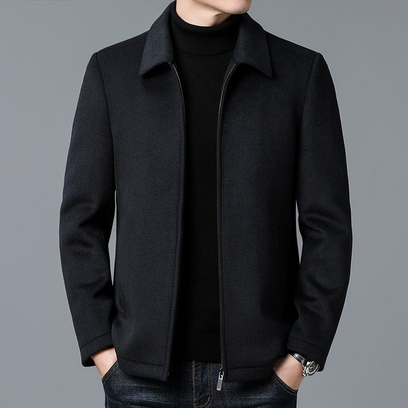 Men's Casual Polo Collar Woolen Jacket Woolen Coat Men's Clothing