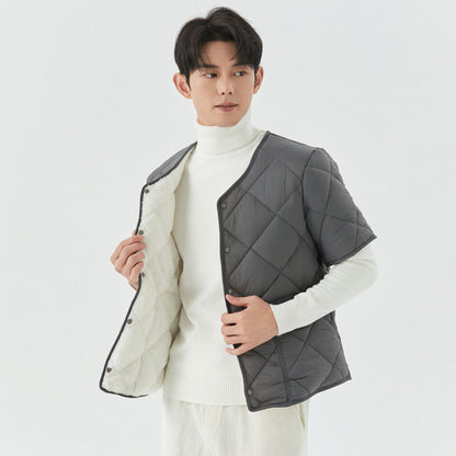 Short Sleeve Plus Velvet Thermal Home Wear Men's Cotton Jacket Top