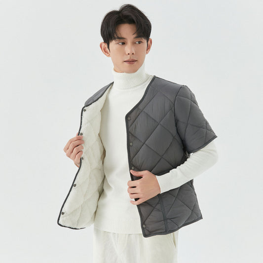 Short Sleeve Plus Velvet Thermal Home Wear Men's Cotton Jacket Top